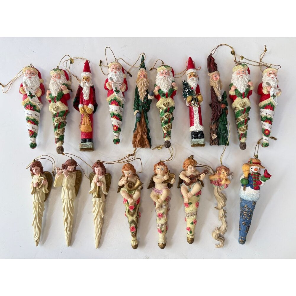 Vintage Christmas Tree Ornaments Santa Claus Angels Snowman Lot